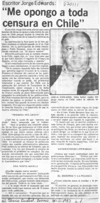 "Me opongo a toda censura en Chile" : [entrevista]