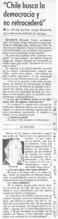 "Chile busca la democracia y no retrocederá" : [entrevista]