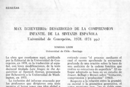 Max Echeverría, Desarrollo de la comprensión infantil de la sintaxis española
