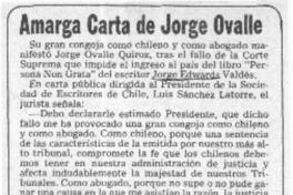 Amarga carta de Jorge Ovalle.