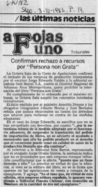 Confirman rechazo a recursos por "Persona non grata".