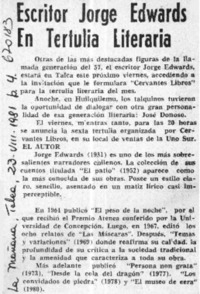 Escritor Jorge Edwards en tertulia literaria.