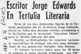 Escritor Jorge Edwards en tertulia literaria.