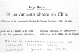 El Movimiento obrero en Chile