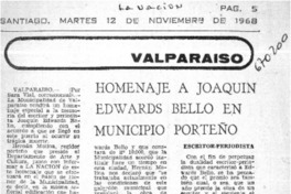 Homenaje a Joaquín Edwards Bello en municipio porteño.