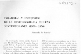 Paradojas y espejismos de la historiografía chilena contemporánea (1920-1950)