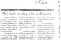 Gladys Marín lanza hoy su libro en San Antonio.