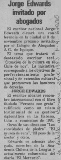 Jorge Edwards invitado por abogados.