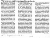 "Persona non grata", novela política sin ficción