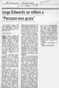 Jorge Edwards se refiere a "Persona non grata".