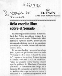 Avila escribe libro sobre el Senado.