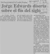 Jorge Edwards diserta sobre el fin del siglo.