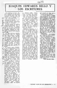 Joaquín Edwards Bello y los escritores