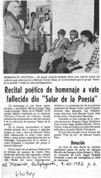 Recital poético de homenaje a vate fallecido dio "Salar de la poesía"