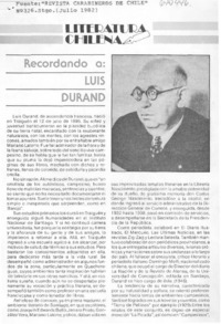Recordando a Luis Durand