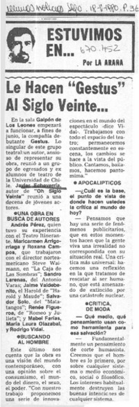 Le hacen "gestus" al siglo veinte...