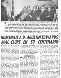 Homenaje a D. Agustín Edwards Mac Clure en su centenario.