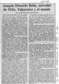 Joaquín Edwards Bello, narrador de Chile, Valparaíso y el mundo
