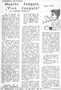 Muerto Joaquín, ¡viva Joaquín!