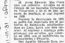 104 años del natalicio de A. Edwards Mac Clure.