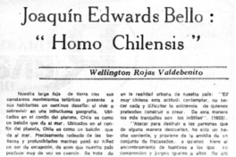 Joaquín Edwards Bello, "homo chilensis"