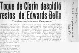 Toque de clarín despidió restos de Edwards Bello.