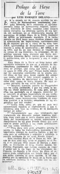 Prólogo de Haya de la Torre