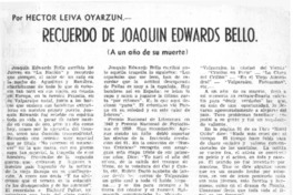 Recuerdo de Joaquín Edwards Bello