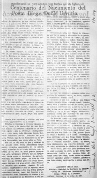 Centenario del nacimiento del poeta Diego Dublé Urrutia