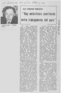 Hay auténticos escritores entre trabajadores del país".