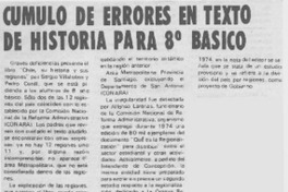 Cúmulo de errores en texto de historia para 8° básico.