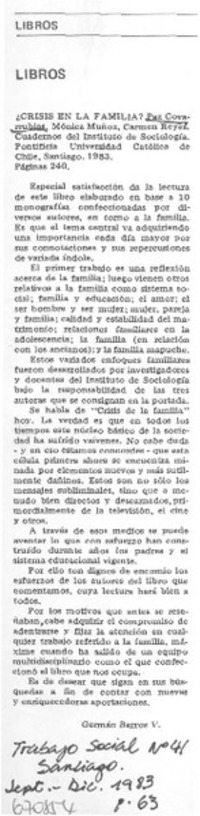 ¿Crisis en la familia?