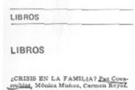 ¿Crisis en la familia?