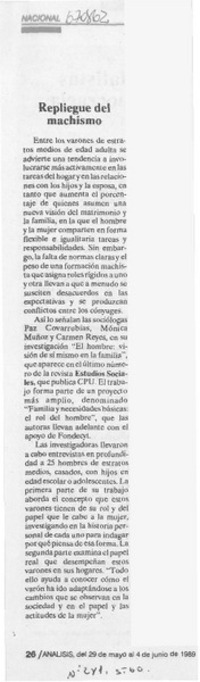 Repliegue del machismo.