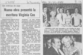 Nueva obra presentó la escritora Virginia Cox.