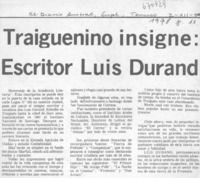 Traiguenino insigne: escritor Luis Durand