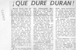 Que dure Durán!