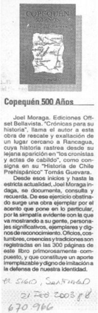 Copequén 500 años.