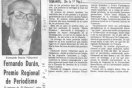 Fernando Durán, Premio Regional de Periodismo