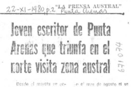 Jóven escritor de Punta Arenas que triunfa en el norte visita zona austral.