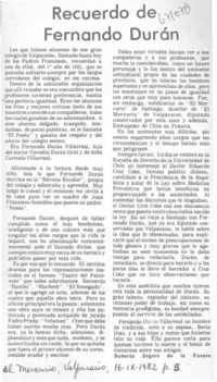 Recuerdo de Fernando Durán