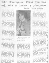 Delia Domínguez: poeta que nos trajo olor a lluvias y primavera