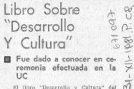 Libro sobre "desarrollo y cultura".