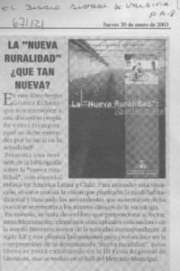 La "Nueva ruralidad" ¿que tan nueva?