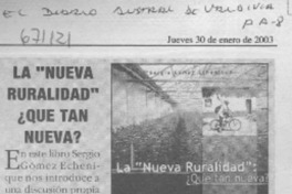 La "Nueva ruralidad" ¿que tan nueva?