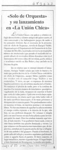 Solo de orquesta" y su lanzamiento en "La Unión Chica".