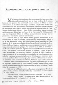 Recordando al poeta Jorge Teillier.