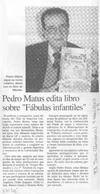 Pedro Matus edita libro sobre "Fábulas infantiles".