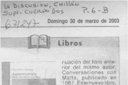 Autorretrato, nuevas conversaciones con Matta.