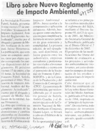 Libro sobre nuevo reglamento de impacto ambiental.